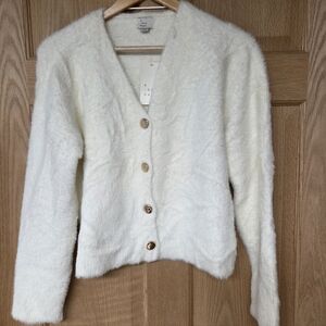 A New Day Cozy White Button-Up Sweater Size XS